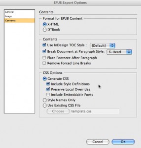 ePub Export Contents