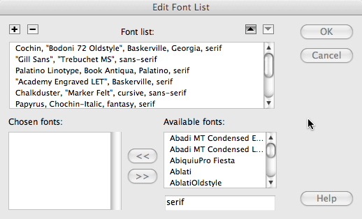 Current DW font List