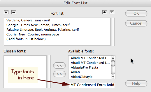 Edit DW font List