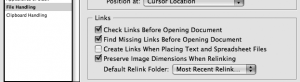 Links Settings in Preferences in InDesign CS6